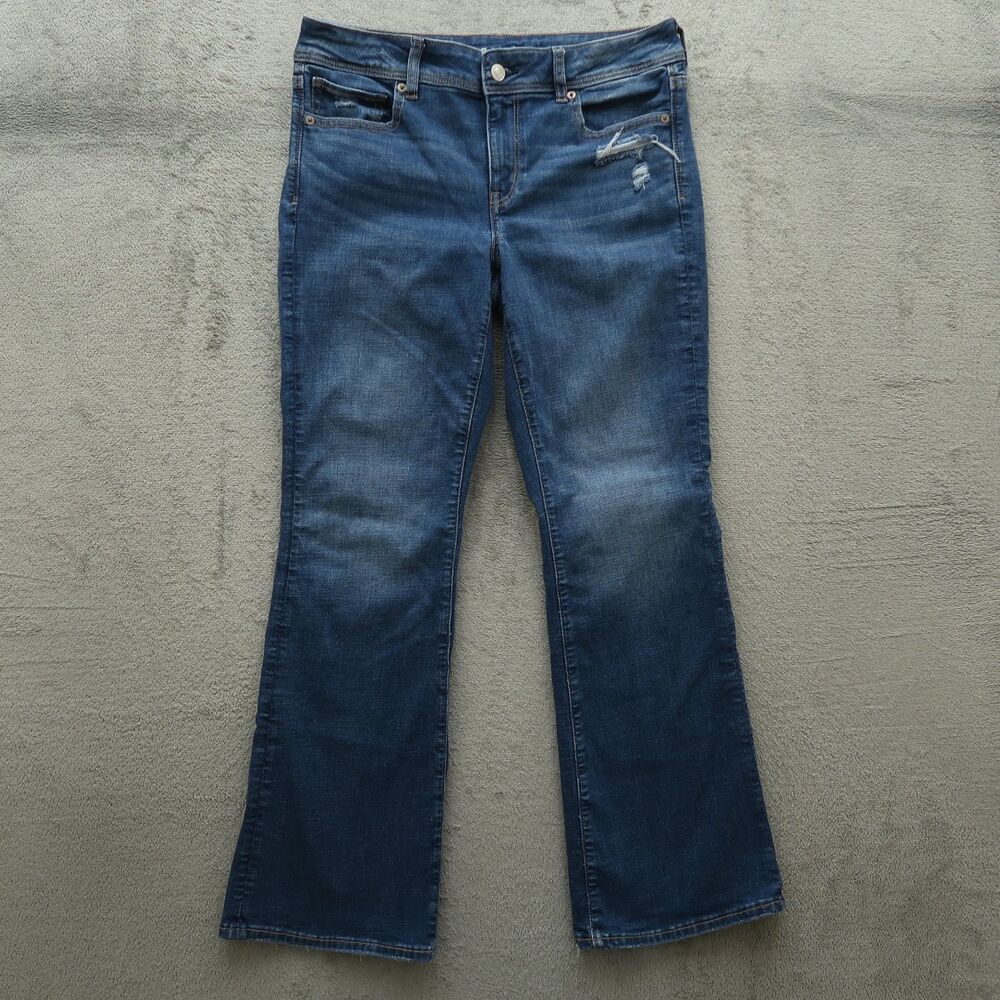 American Eagle Jeans Women's Size 10R Mid-Rise Kick Boot 29" Inseam Distressed